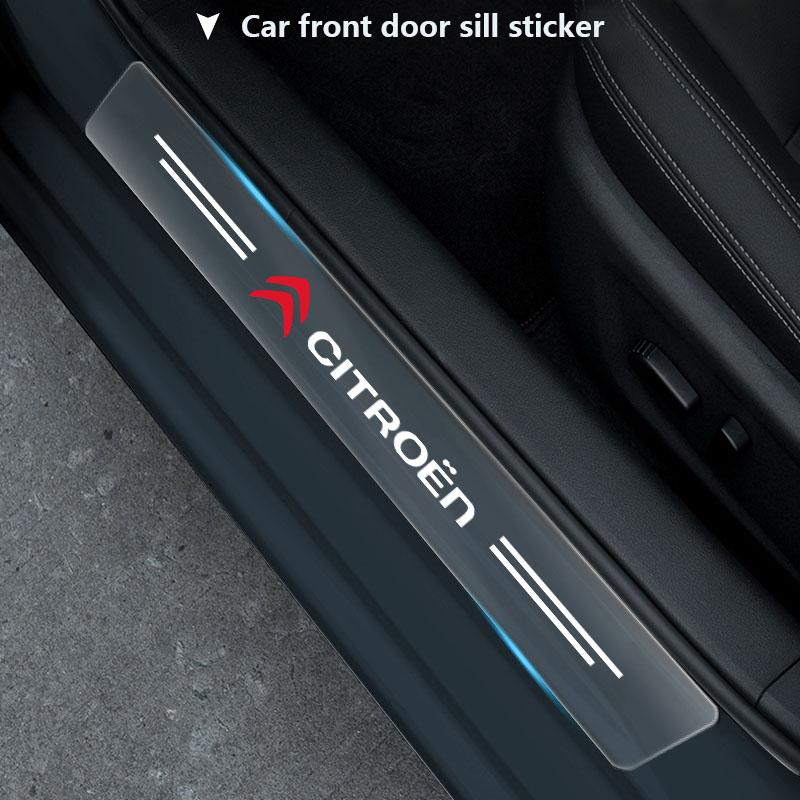 4pcs Car Scratchproof Car Threshold Transparent Sticker For Citroen C1 C2 C3 C4 C5 C5X E-C4 C-Crosser C4 Cactus Elysee C-ZERO