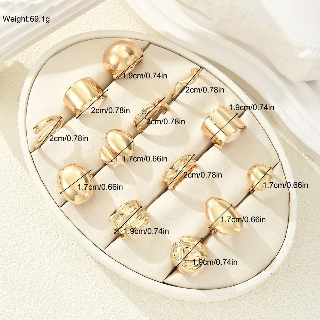 iF ME Modisches Minimalistisches Elegantes Ringe Set Für Frauen Vintage Exquisit Asymmetrisch Geometrisch Flüssig Chunky Metallring Schmuck