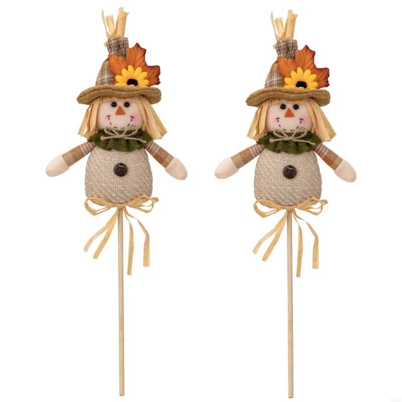 

2Pcs Scarecrow Figurines Tabletop Statue for Harvest and Thanksgiving X3UC
