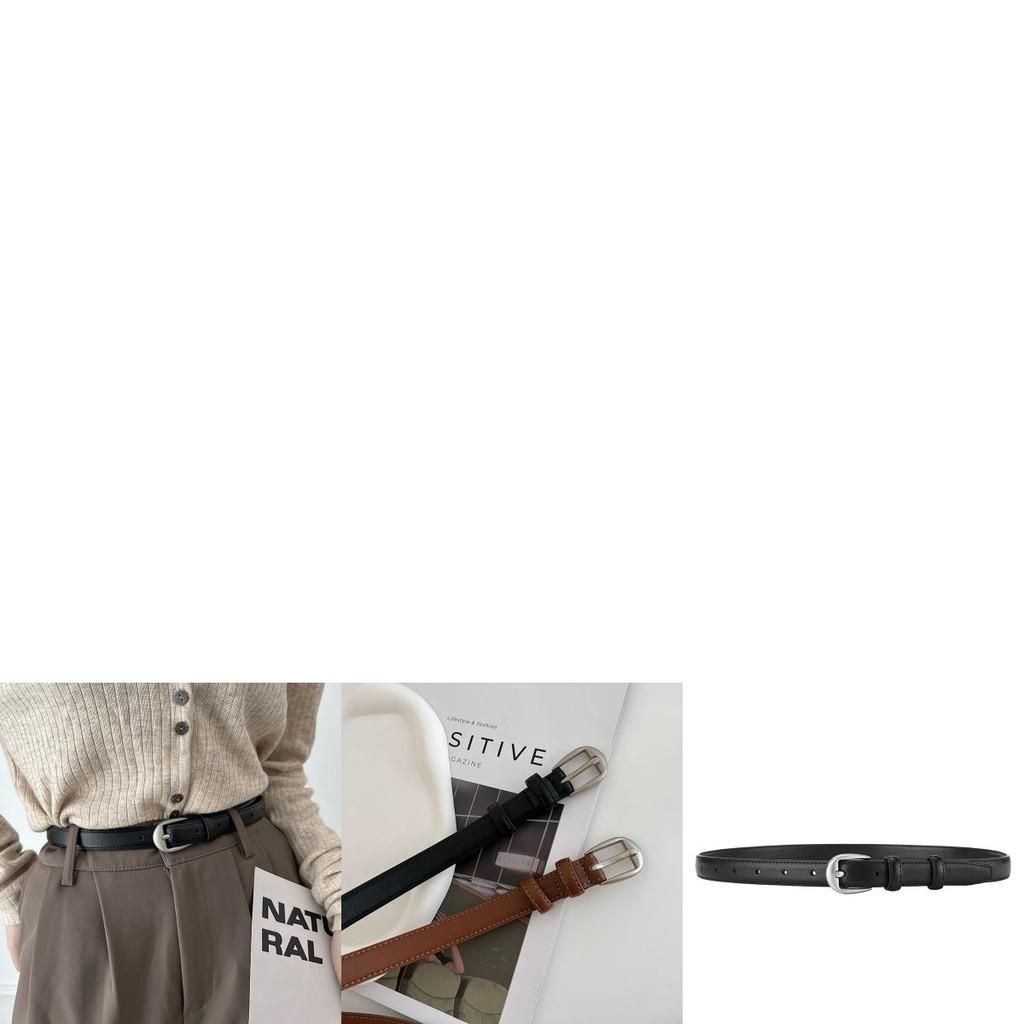 Stylish Women's Leather Belt Fashionable Versatile Black Denim Pants Accessory