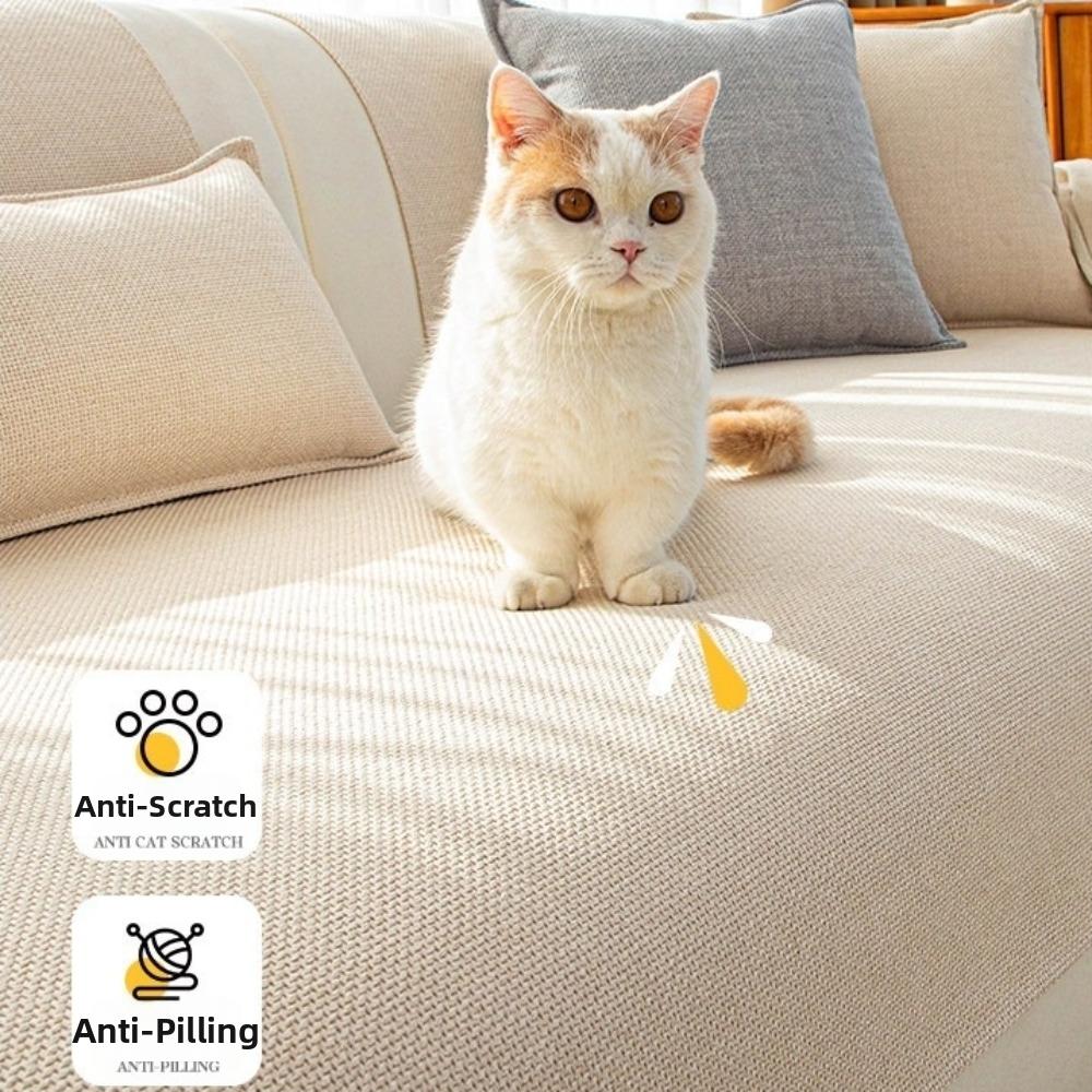 Cotton-Linen Blend Couch Seat Cover Non-slip Sofa Backrest Cover Couch Protector for Living Room