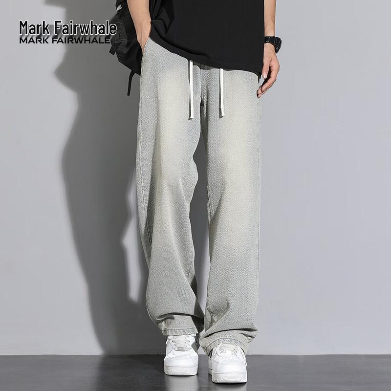 MARK FAIRWHALE Men's Retro Loose Straight Wide-Leg Jeans
