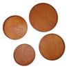 4pcs Wooden Tray Slip Resistant Spill Proof Durable Safe Multifunctional Round Serving Tray for