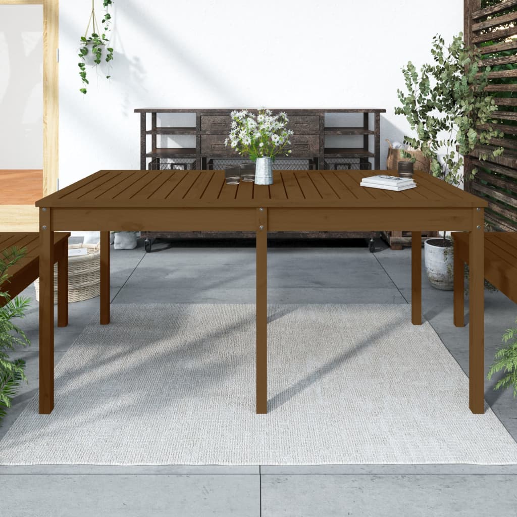 Garden Table Honey Brown 159.5 x 82.5 x 76 cm Solid Pine Wood