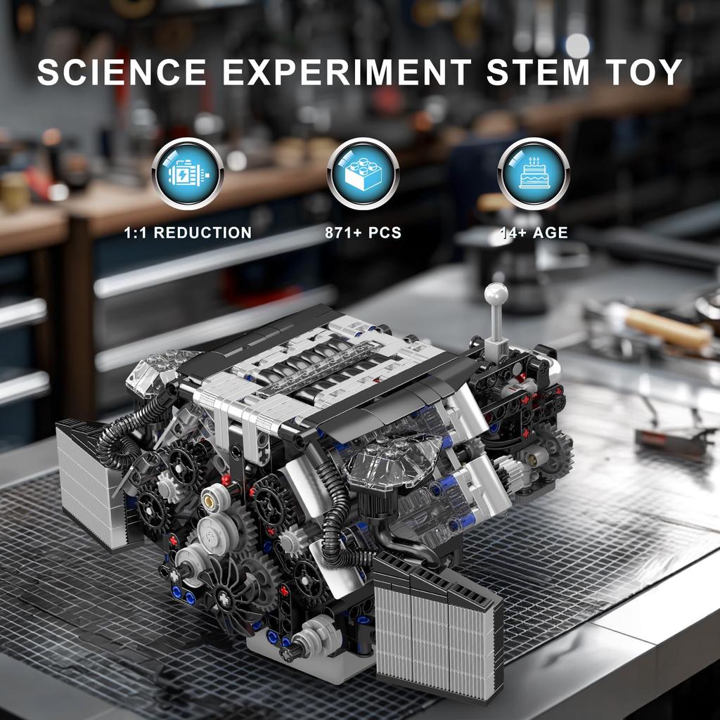 Mould King 10230 W12 Engine Model, Gasoline Car Engine Replica Model Set, STEM Toy for Kids, Adults, Car Enthusiasts, and Collectors (871 Pieces)