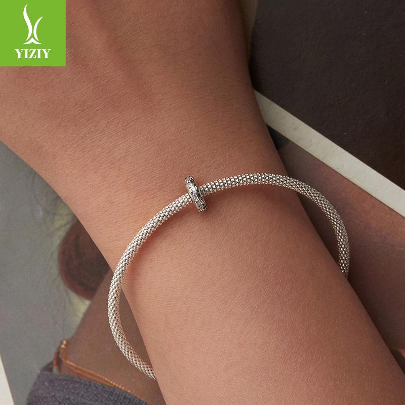 S925 Sterling Silver Retro Cross Silicone Positioning Bracelet Beads, Popular Silver Beads Loose Beads