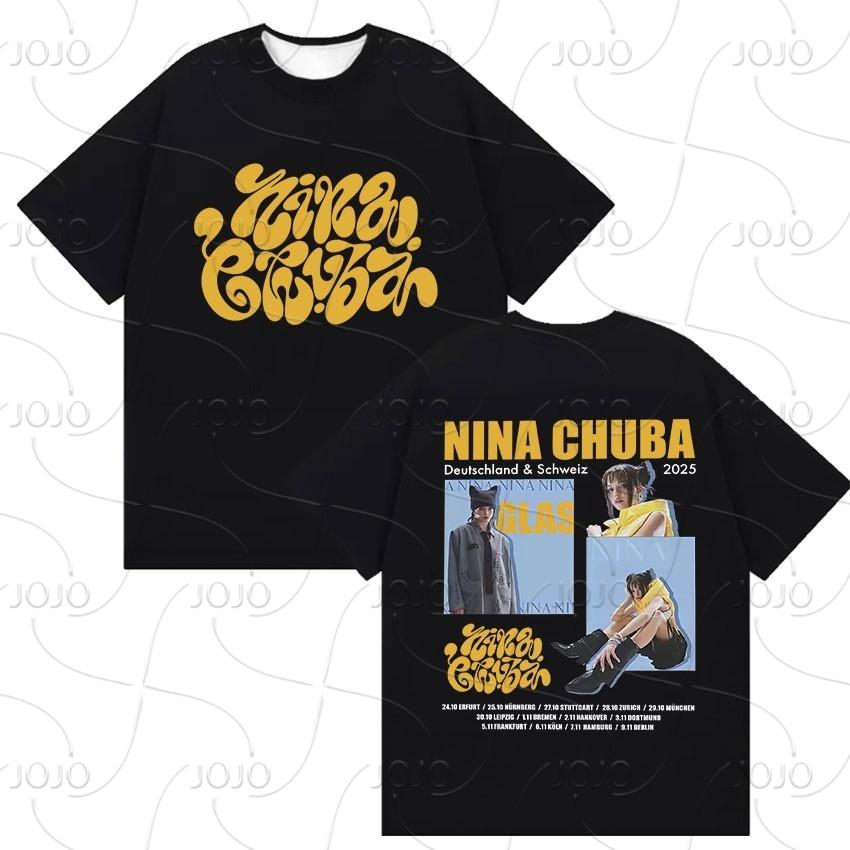 Nina Chuba Gira del Álbum 2025 Camiseta Estampada Hombre Mujer Ropa Hip Hop Camisetas de Manga Corta Moda Retro Camiseta Oversize