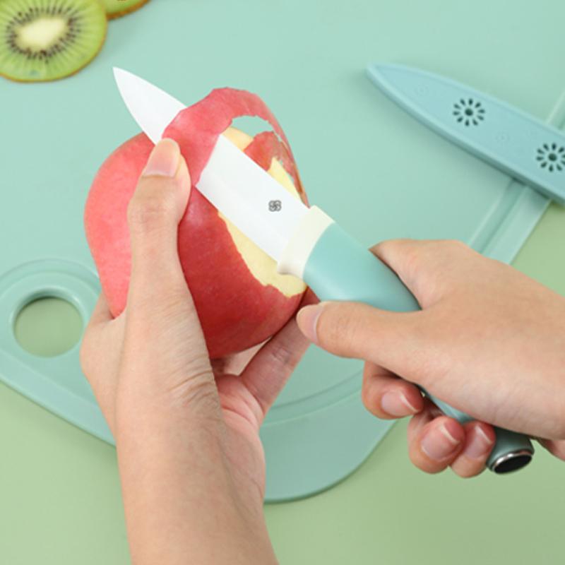 Ceramic Fruit Slicing Sushi Knife Fruit Knife for Kitchen Chef Knife with Sheath Utility Slicing Cooking Tool for Vegetable Rustproof Zirconig