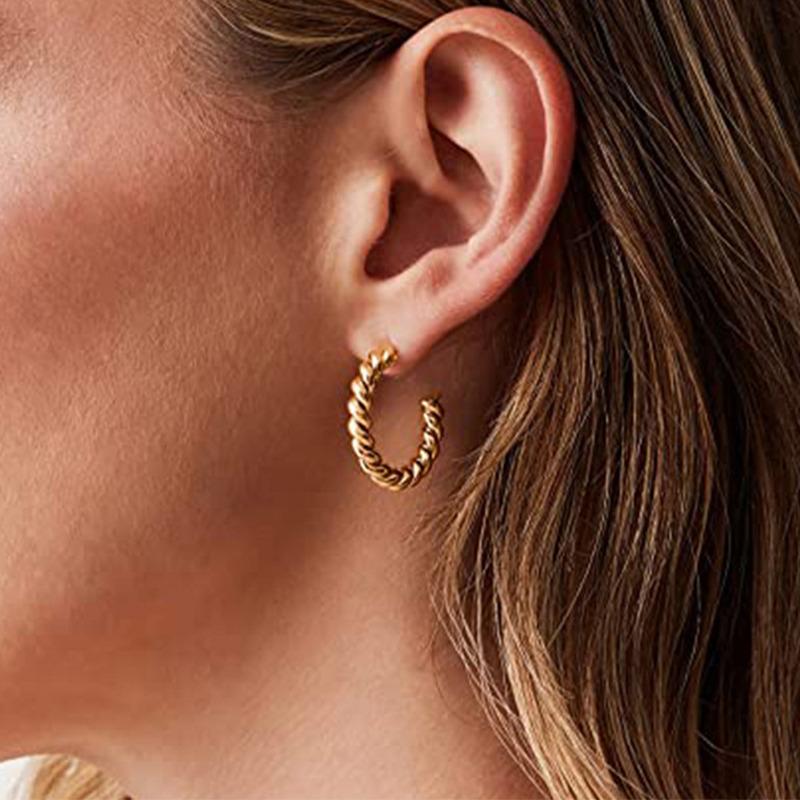 Vintage Spiral Twist Hoop Earrings For Women Trendy Gold Color Earrings Punk Hip Hop Jewelry Wholesale
