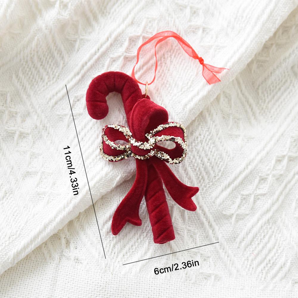 Red Velvet Flocked Christmas Tree Pendant Snowflake Bell Wreath Stocking Bow Elk Christmas Decoration Ornaments Home Decor