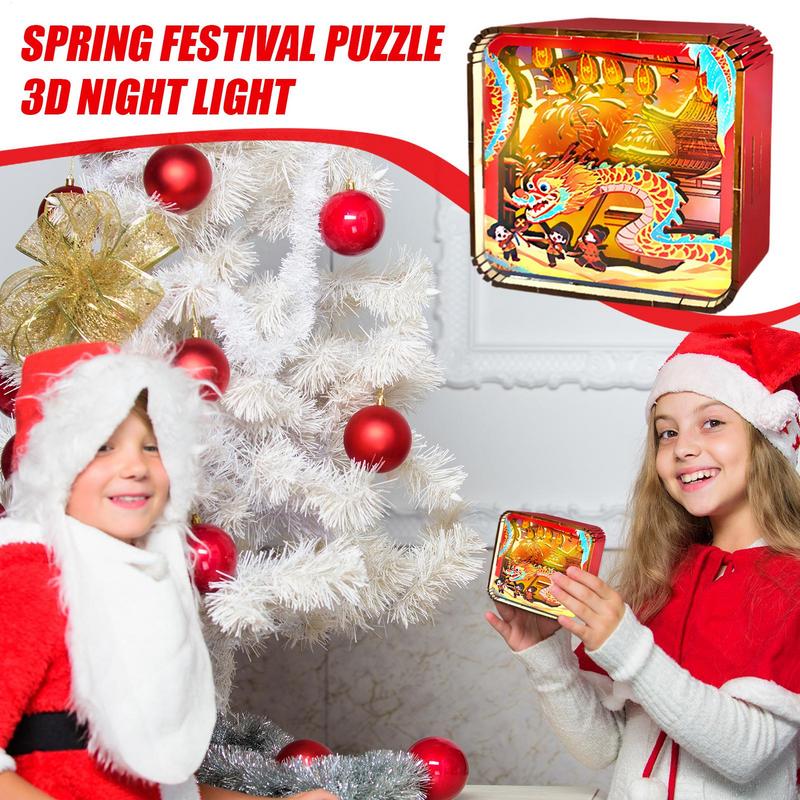 

Ночник Деревянный Пазл Новогодний Настольная Лампа Танец Дракона Светодиодная Подсветка Пазл Искусство Настольная Лампа Для Детей Взрослых Дома Декор Стола Свет United States