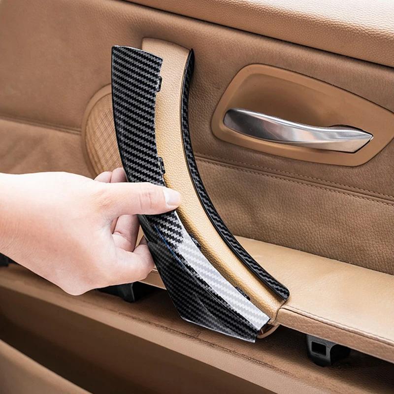 2 pcs car accessories carbon fiber texture left/right door handle pull cover trim for BMW 3 Series E90 E91 316 318 320 325 328i