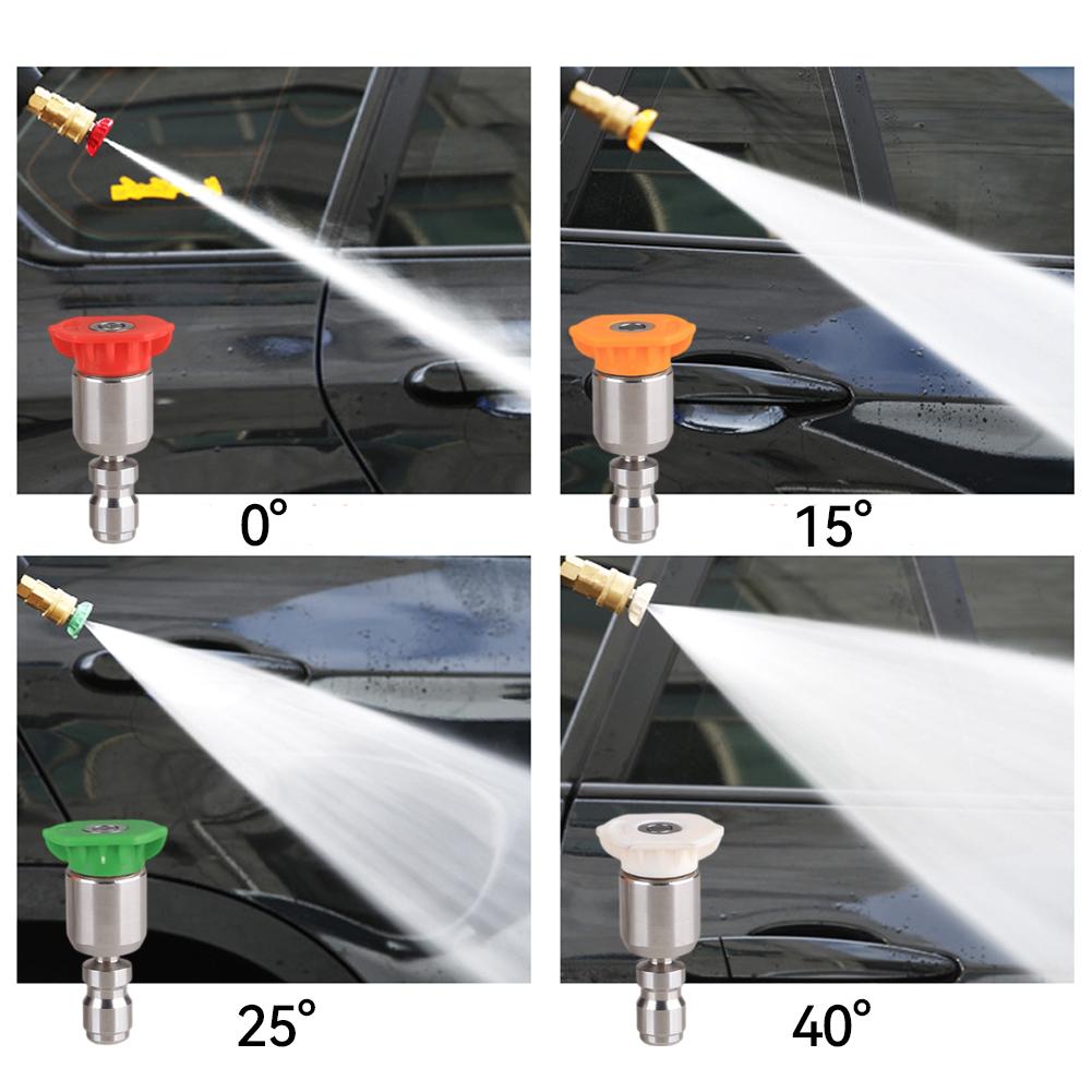 Car Washing Pressure Washer Nozzle Tips 360° Rotatable for 1/4 Quick Connect 4000PSI Multiple Degrees 0° 15° 25° 40° Spray Nozzles
