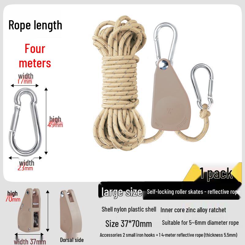 Adjustable Reflective Windproof Camping Tent Rope Pulley System