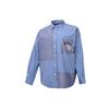 COLORBLOCKED BUTTON Shirts Women's Blue Lapel Moderate Shirt 10022971-A02