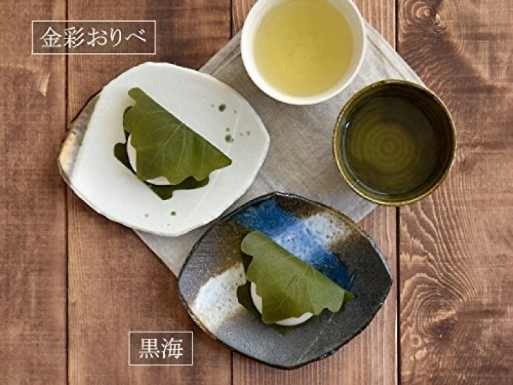 Tableware East Serving Plate 18cm Japanese Tableware Deformed Diamond Shape Gold Colored Oribe