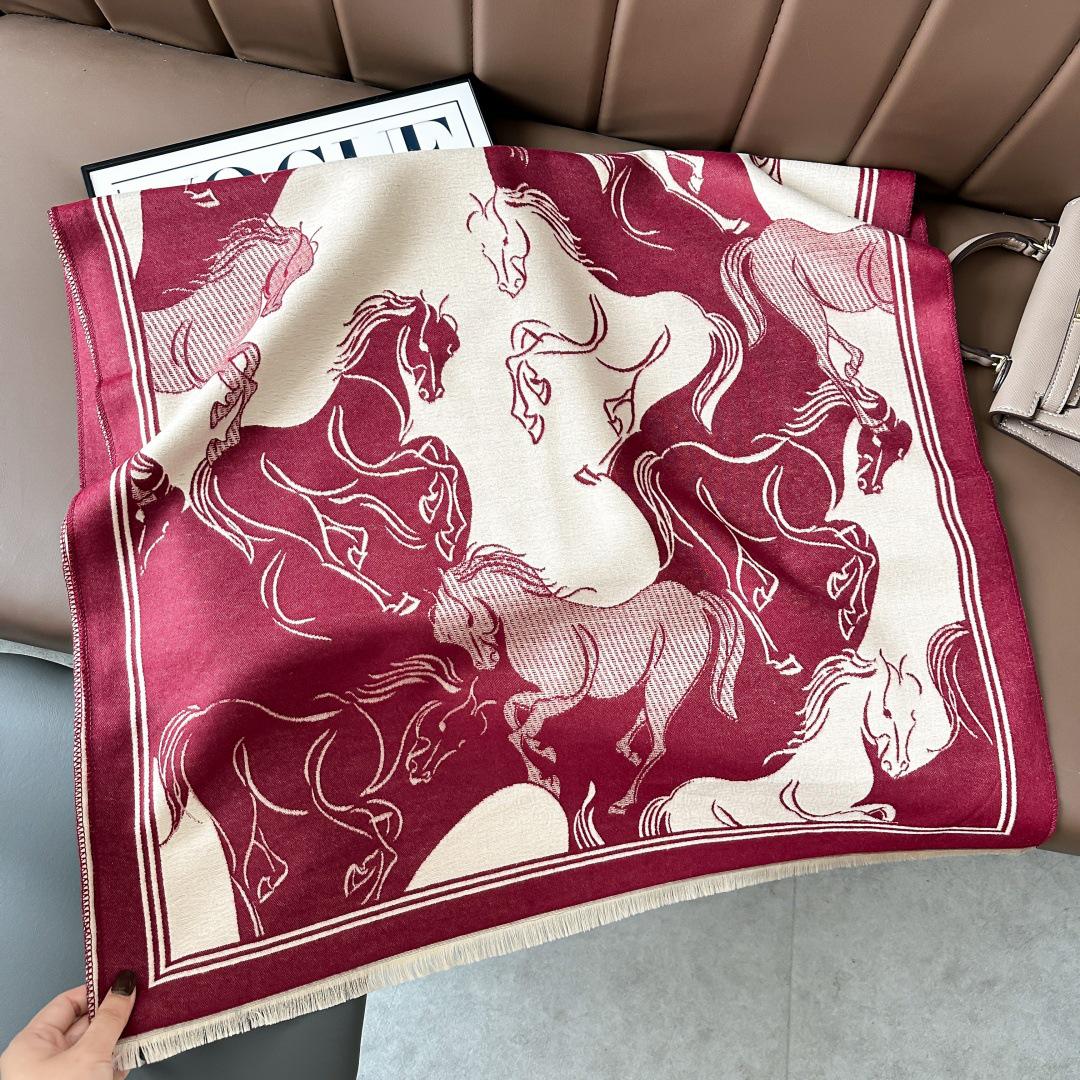 

High-End Faux Cashmere Landscape Scarf for Women - Thick, Warm, and Trendy for Office or Air-Conditioned Spaces 180x65cm
