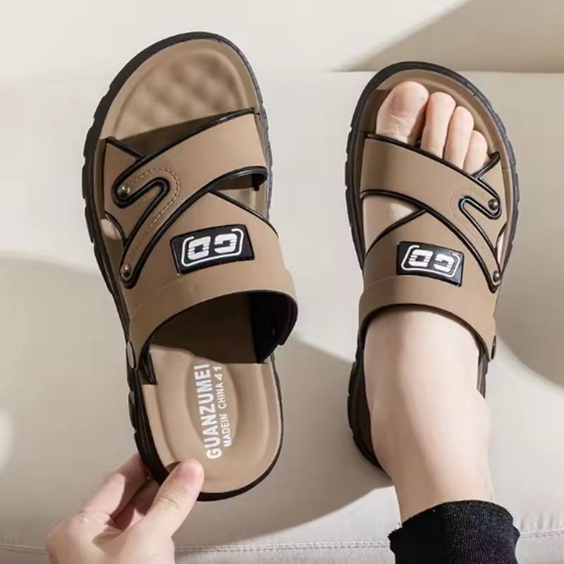 Herren Sandalen Rutschfest Strandschuhe 2025 Neu Sommer Vielseitig Geruchshemmend Doppelzweck Herrenmode Wasserdicht Coole Hausschuhe 41 khaki
