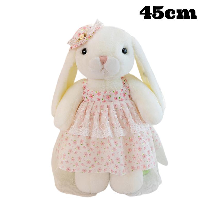 Floral Girls Dress Rabbit Plush Toy Cute Lop Ear Bunny Doll Kids Gift Home Decor