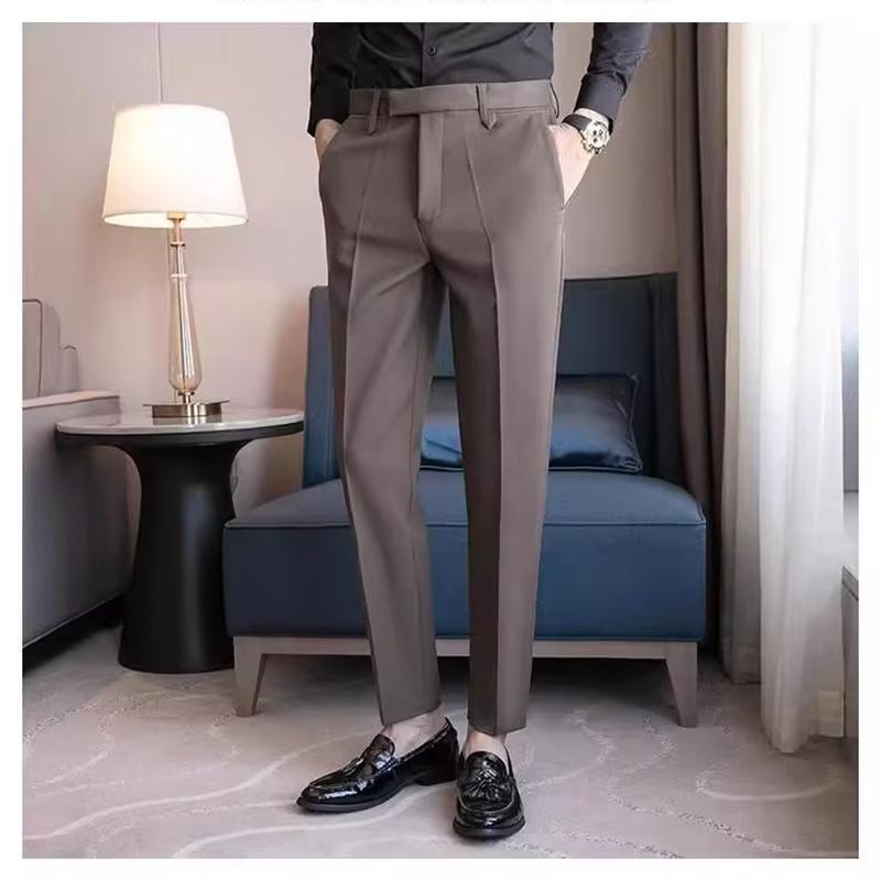 Pantaloni da Lavoro Eleganti Pantaloni Casual Drappeggiati Moda Uomo Primavera Autunno Gamba Stretta