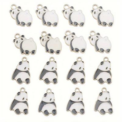5/10/20pcs Black and White Color Sitting Posture Lying Posture Giant Panda Pendant Bracelet Necklace Earrings Keychain Anklet Pendant