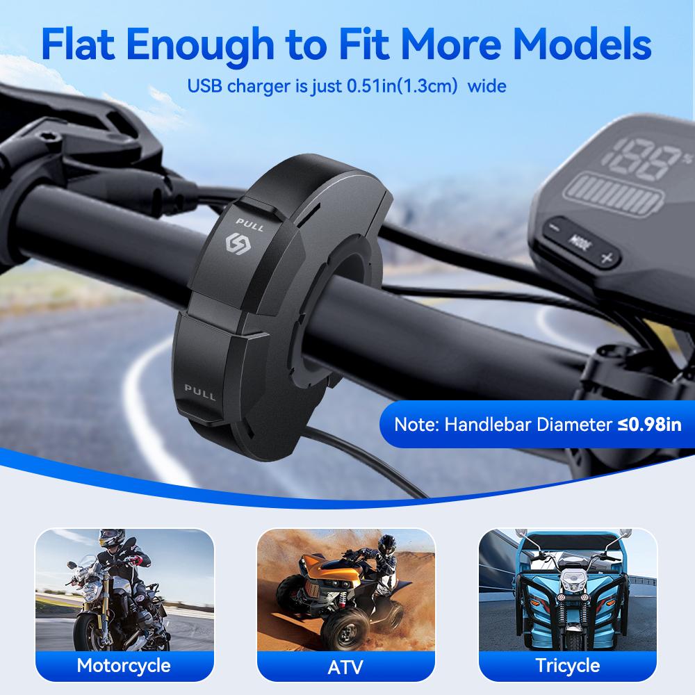 Motorcycle USB Quick Charger, Waterproof Socket with Type-C Cell Phone Port, Mobile Power Socket, Motorcycle Socket,12V