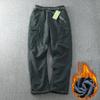 Men's Autumn and Winter Windproof Waterproof Padded Work Pants Solid Color Plus Size Straight Multi-Pocket Outdoor Pants