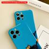 2DFlat Black Cat on Orange Edge, Bright Blue Background All inclusive film hard iPhone case, compatible with iPhone 18 Pro Max 17 16 15 14 13 12 11