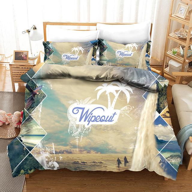 Summer Surf Seaside Vacation Duvet Cover Blue Water Comforter Bedding Set For Adults Queen Size 3d Quilt Bed Set Linening Bed