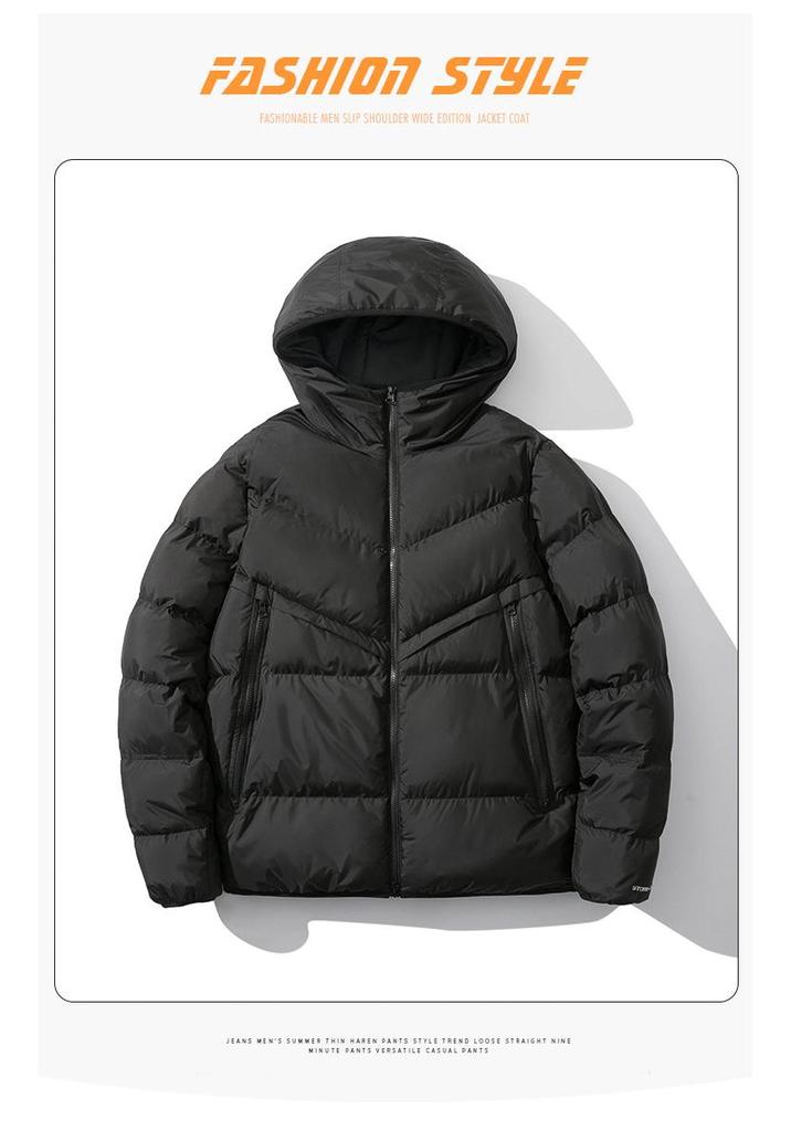 Unisex Hooded Color Block Winter Cotton Jacket, Thickened and Trendy Loose Fit.