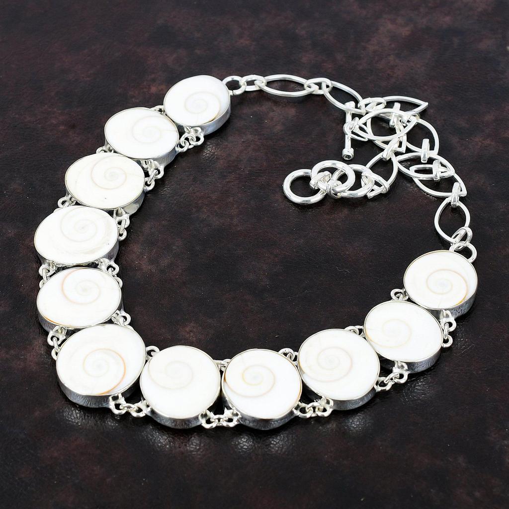 Shiva Eye Shell Gemstone Necklace Designer Necklace 925 Sterling Silver Necklace Adjustable Chain Necklace Handmade Necklace Engagement Gift