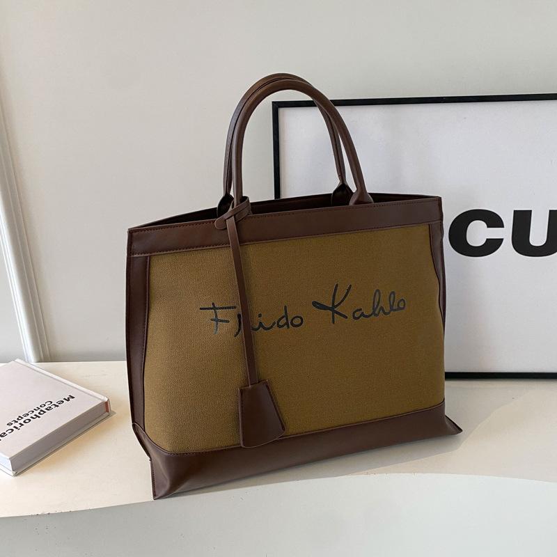 

Новый нишевый дизайн, модная контрастная цветная сумка для покупок, портативная на плечо, женская сумка темно-коричневого