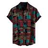 Men's Short Sleeved Shirt, Daily Fashion Printed Button Top, Chest Pocket Cardigan