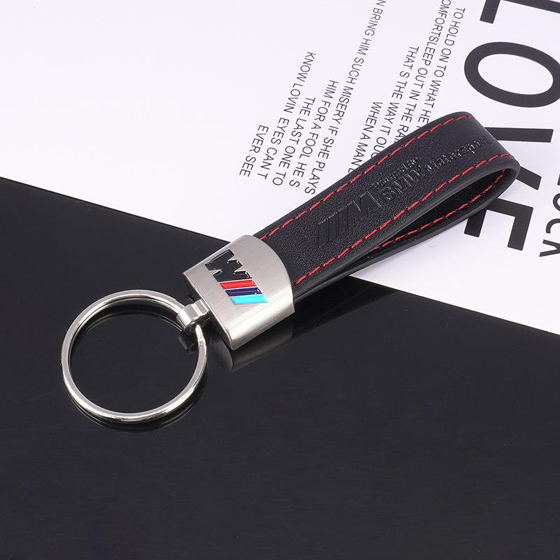 BBKQ7 Leather Car Key Keychainn Pendant Holder Gift For BMW M Performance E46 G80 F48 E84 G01 F30 G11 X1 X3 X5 X6 G07 Auto Accessories