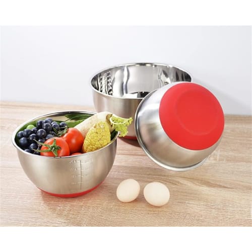 Ladfrol Stainless Steel Mixing Bowl, Deep, Non-Slip, Commercial-Grade (No Lid) (Salad Bowl with No Handle or Nozzle - 304cm, 24cm)