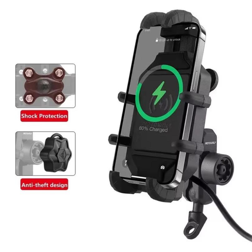 3.0 Quick Charging Motorcycle Bicycle Wireless Charger Phone Holder Stand GPS Moto Cellphone Handlebar Mount for 4-7 inch Phone