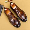 Zapatos de hombre con suela gruesa y suela alta de cuero, estilo informal, para negocios y oficina, con grabado de Brock británico.