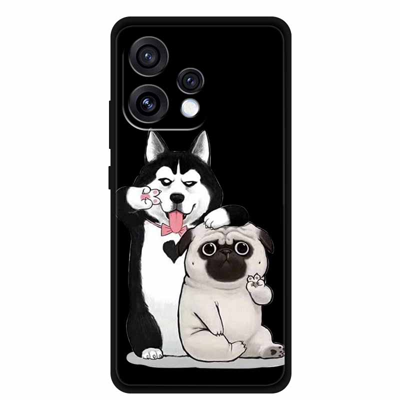 For Oppo Reno15 5G Case Flower Black Silicone Soft Protective Back Covers For Oppo Reno 15C 2025 Phone Case Coque Cartoon Shells
