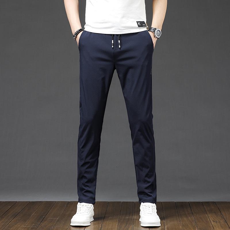2023 Men's Ice Silk Quick-Dry Straight Loose Pants - Comfortable, Elastic, Slim Fit