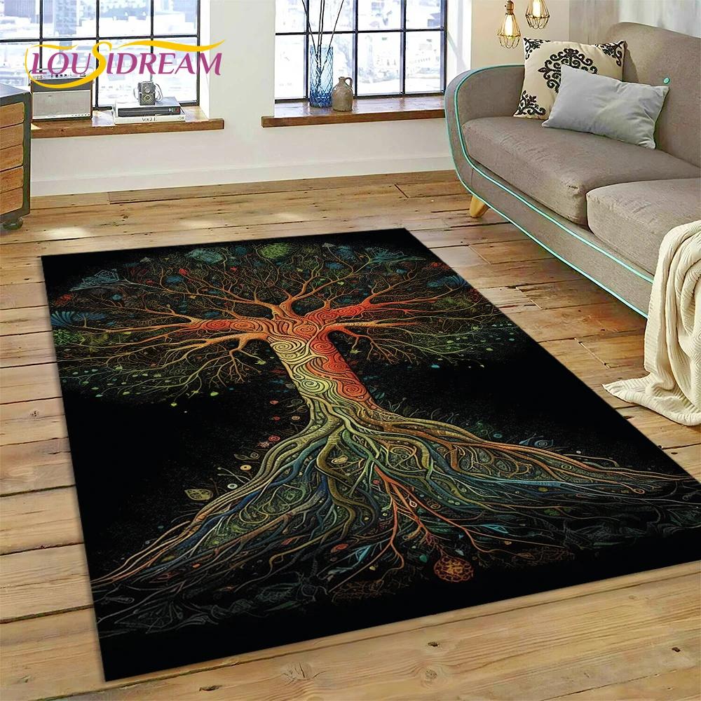 Tree of Life Nature Viking Yggdrasil Norse Carpet Rug for Bedroom Living Room Home Sofa Decoration,Child Large Decor Floor Mat