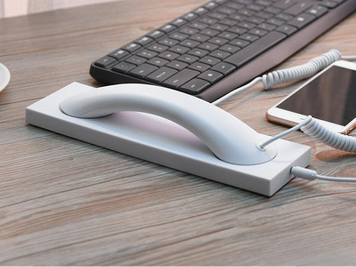 

Retro Creative Mobile Phone & Computer Voice Headset Microphone in Landline Style матово-белый