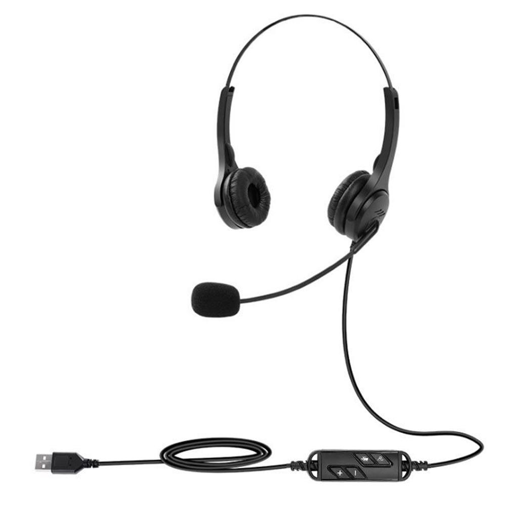 USB-kabelgebundenes Computerkopfhörer-Headset Freisprech-Binaural-Kopfhörer mit Mikrofon, Lautstärke- und Stummschalttaste für Büro-Callcenter