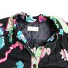 Made in Italy BOTTO Premium Fabric Floral Short Sleeve Long Dress I42 USA8 Japan L Navy Maxi 100% Cotton Tops Shirts(USED)