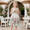 Robe d'été pour petite fille sans manches 1-6 ans Vert clair Colorblock Robe florale Volants à l'ourlet Bretelles fines Coupe trapèze Enfants Décontracté Bohème Robe d'été