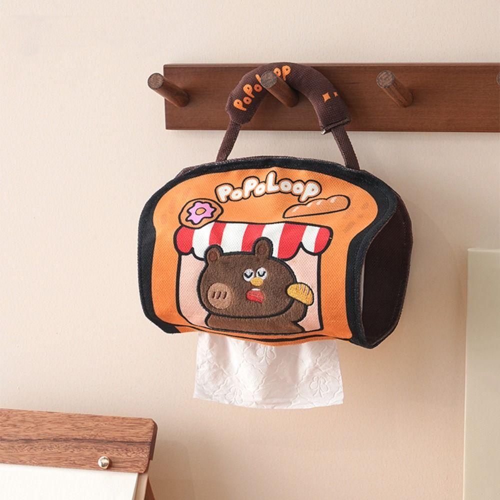 Stylish Cartoon Hanging Tissue Bag Reusable Space Saving Wall Hanging Napkin Dispenser Universal Creative Car Napkin Box Bedside