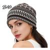 Comfortable Skin Friendly Fabric Cap Women's Geometry Print Slouchy Hat, Casual Soft Stretch Skull Stylish Decorative Head Accessory Cap, Warm Cancer