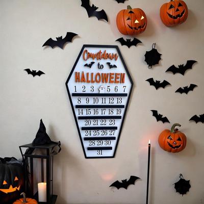 Countdown Advent Calendar Halloween Decor with Moving Block Bats Decoration Festive Gift