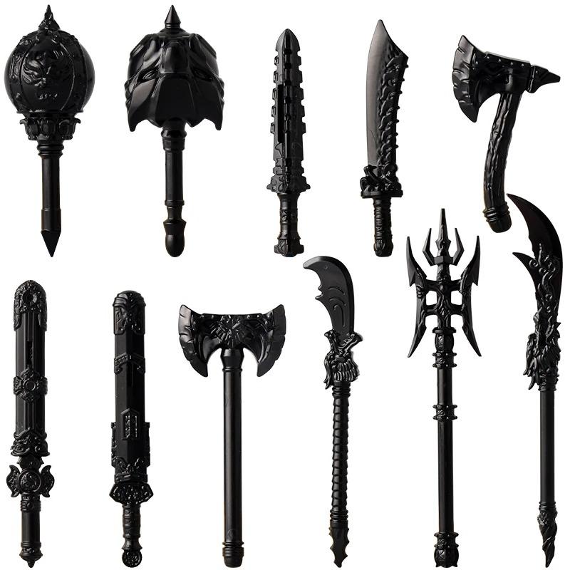 MOC Medieval Weapon Knight Building Block Accessories Character Helmet Hat Academic Gown Axe Sword Shield Brick Toy Gift K073