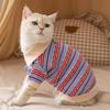 Autumn and Winter Cat Clothes Striped Knitted Lapel Sweater Thickened Warm Cute German Cat Hairless Cat Pet Clothes