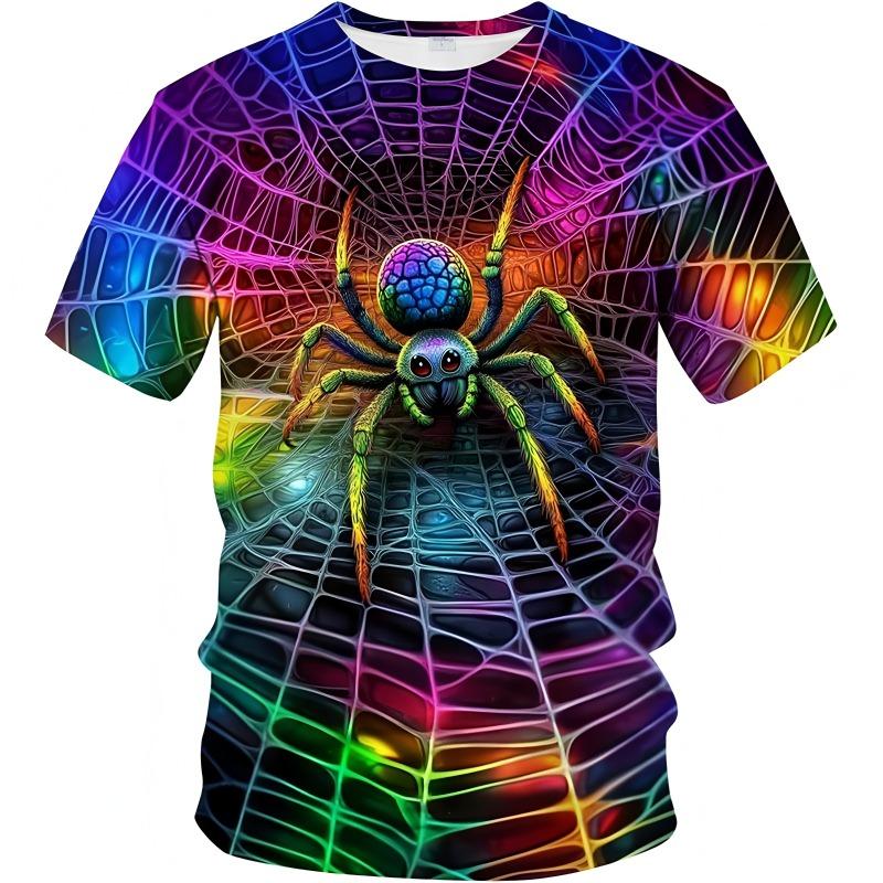 Street Fashion Men's Clothing 3D Digital Printing Spider Graphic T-shirt Round Neck Short Sleeved New In Tops Funny T-shirts Men